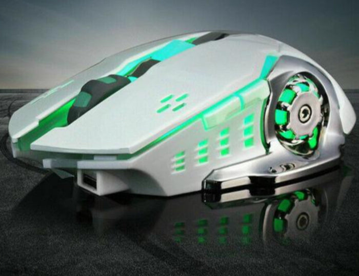 Alpha Dargon Z9: Wireless Gaming Mouse with 2400 DPI: white, silver computer mouse, futuristic gaming style