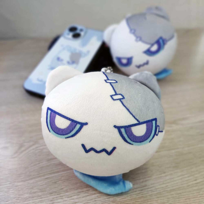 Angry Wubbaboo Plush Keychain, Trailblazers' Companion: white, gray cartoon character, kawaii cartoon style