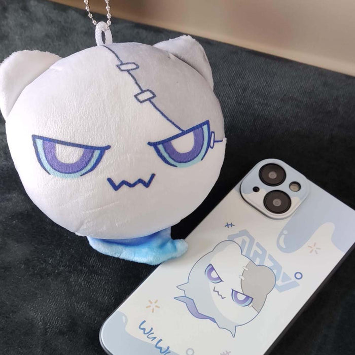 Angry Wubbaboo Plush Keychain, Trailblazers' Companion: white, gray cartoon character, kawaii cartoon style