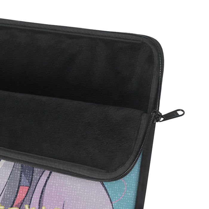 Anime-inspired Laptop Sleeve with a Pop Style Twist: light blue, lavender anime-style girl character, anime cartoon style