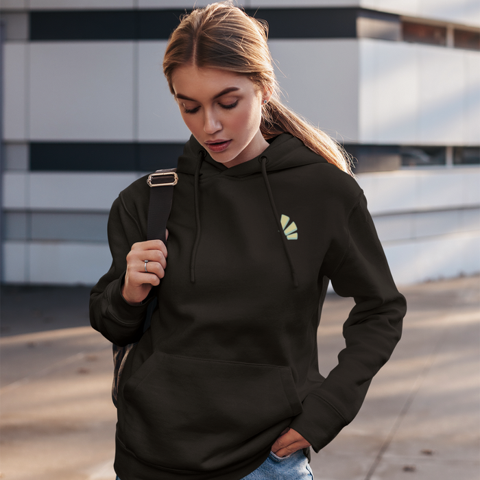 Anime Mango Logo Hoodie: off-white, pale green anime-style girl graphic, minimal streetwear with anime graphic style
