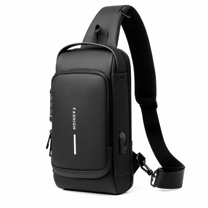 Antitheft Locking Crossbody Shoulder Bag Black