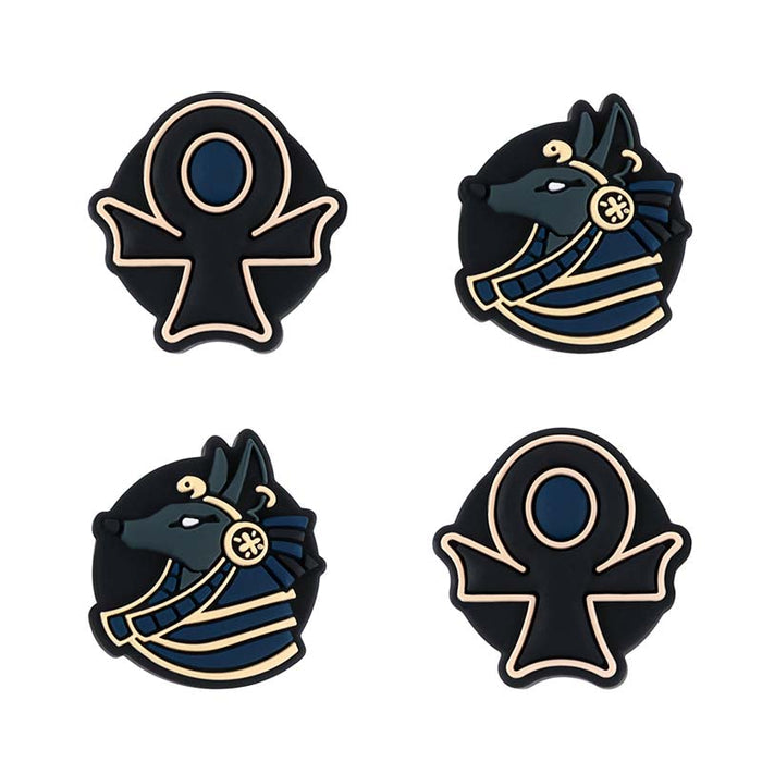 Anubis Switch Joystick Caps: Enhanced Gaming Control: black, dark navy blue Anubis/jackal character and ankh symbol, cartoon