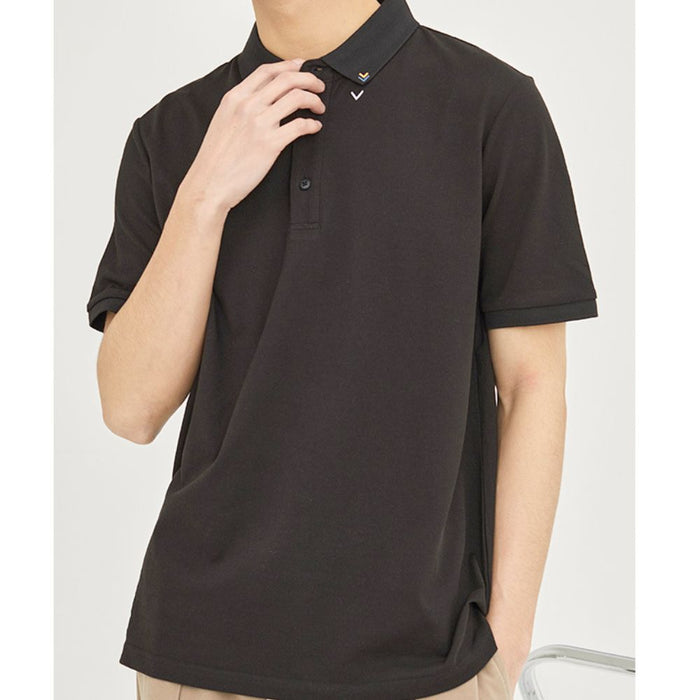 Arrow Pattern Men's Polo Shirt: light khaki, beige short-sleeve polo shirt, minimal style