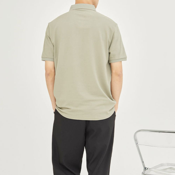 Arrow Pattern Men's Polo Shirt: light khaki, beige short-sleeve polo shirt, minimal style