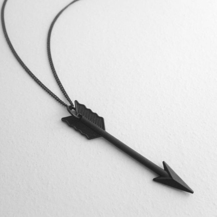 Arrow Pendant Long Unisex Necklace: silver arrow, minimal style