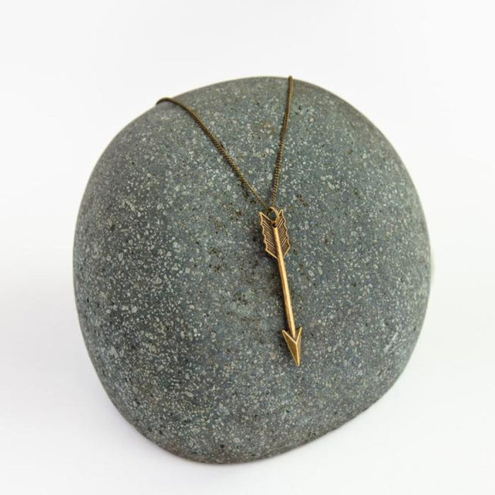 Arrow Pendant Long Unisex Necklace: silver arrow, minimal style
