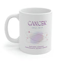 Astrological Traits of Cancer Mug: white, purple Cancer zodiac sign, minimal pastel zodiac-themed graphic style