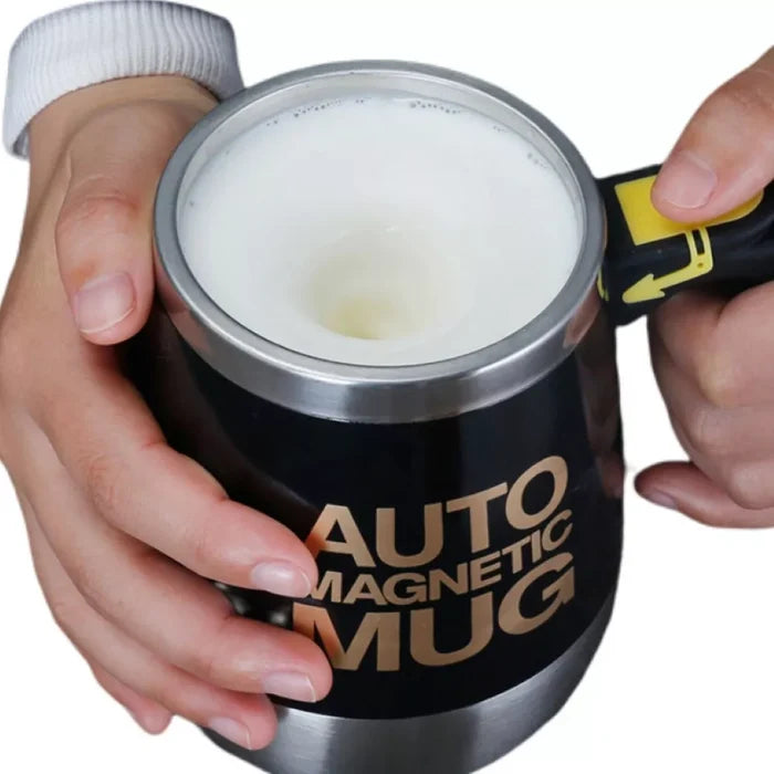 Automatic Self-Stirring USB Coffee Mug: black, silver self-stirring mug, novelty style