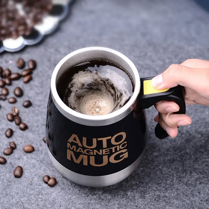 Automatic Self-Stirring USB Coffee Mug: black, silver self-stirring mug, novelty style