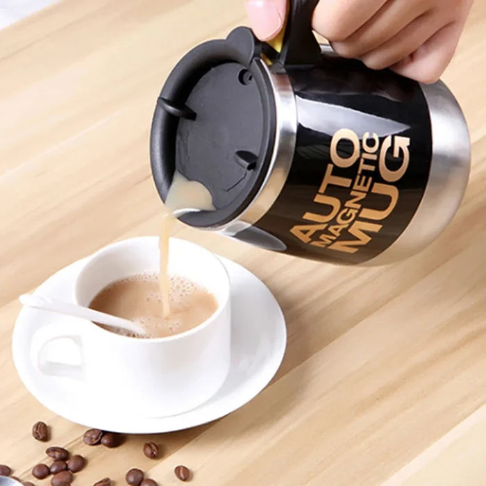 Automatic Self-Stirring USB Coffee Mug: black, silver self-stirring mug, novelty style