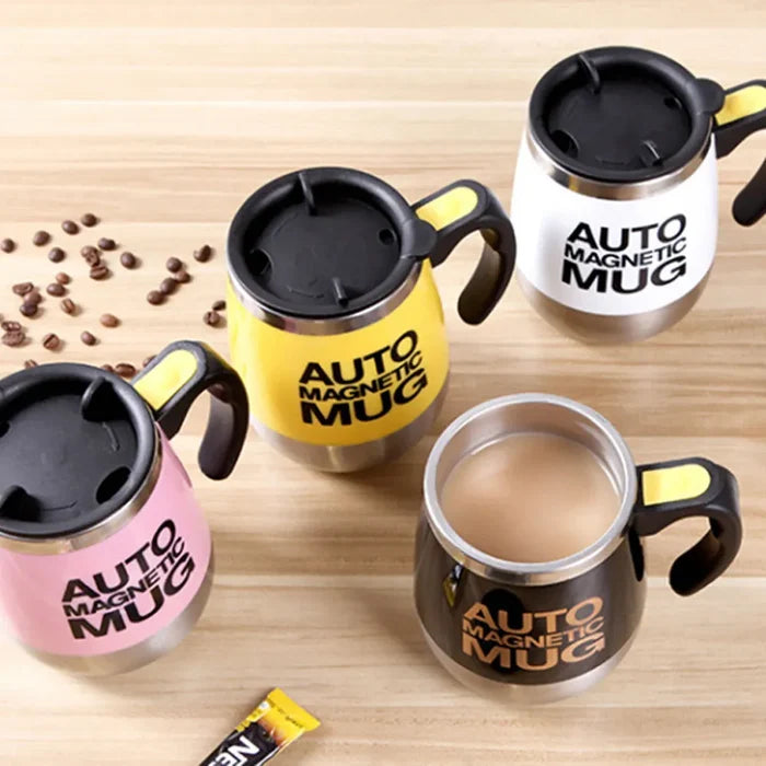 Automatic Self-Stirring USB Coffee Mug: black, silver self-stirring mug, novelty style