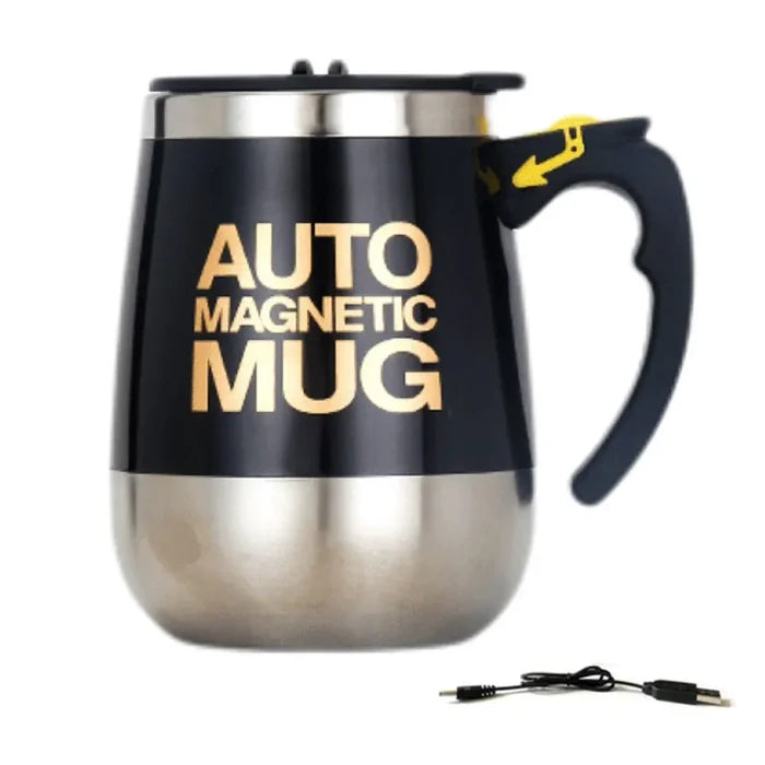 Automatic Self-Stirring USB Coffee Mug: black, silver self-stirring mug, novelty style