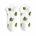 Avocado-Hued Kawaii Socks for Fashionistas White
