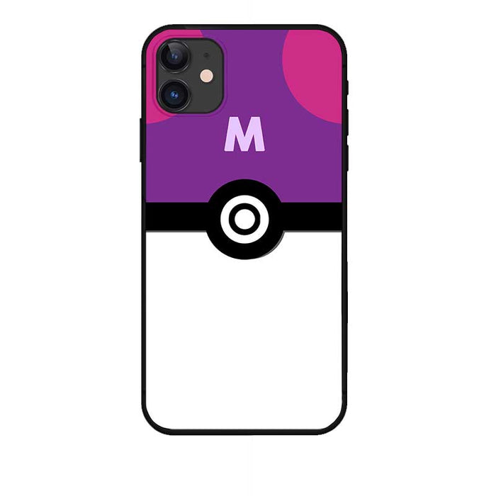 Ball Phone Case with 7 Designs: black, dark gray Poké Ball-inspired graphic with a red V-shaped mark, cartoon graphic style