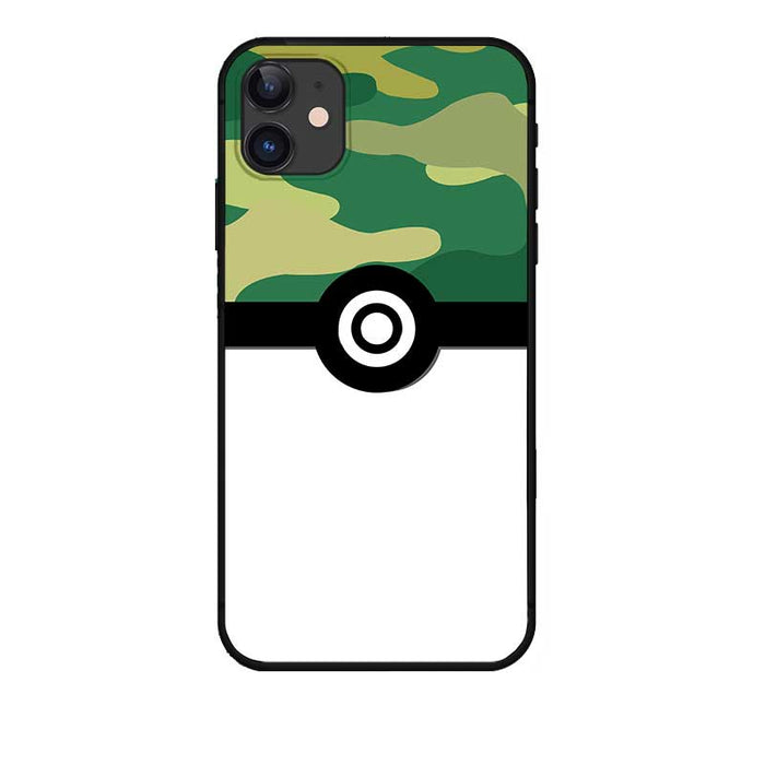 Ball Phone Case with 7 Designs: black, dark gray Poké Ball-inspired graphic with a red V-shaped mark, cartoon graphic style