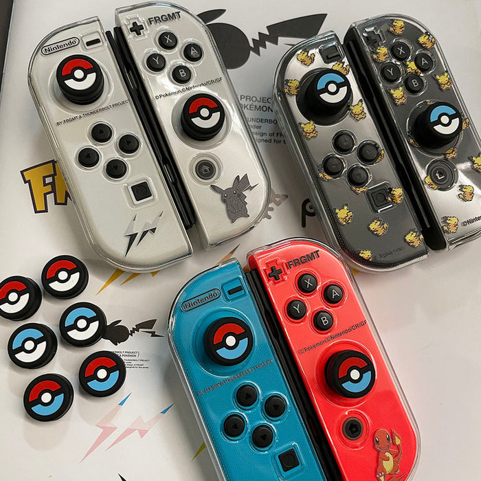 Ball Switch Thumb Grips for Nintendo Switch: black, red Poké Ball theme, cartoon gaming accessory style
