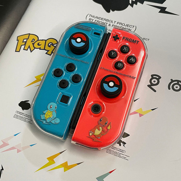 Ball Switch Thumb Grips for Nintendo Switch: black, red Poké Ball theme, cartoon gaming accessory style