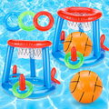 Basketball Hoop Set for Inflatable Swimming Pool: blue, red basketball, cartoon-like toy design style