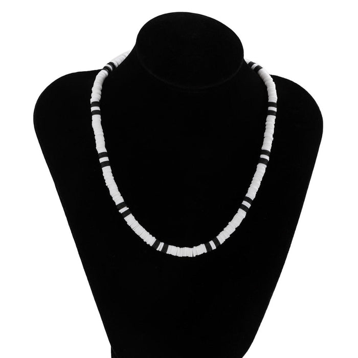Beaded Necklace for Men: white, black beaded necklace, minimal style