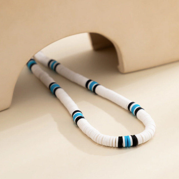 Beaded Necklace for Men: white, black beaded necklace, minimal style