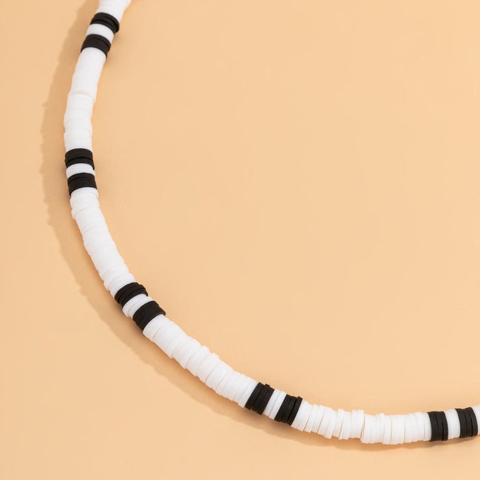 Beaded Necklace for Men: white, black beaded necklace, minimal style