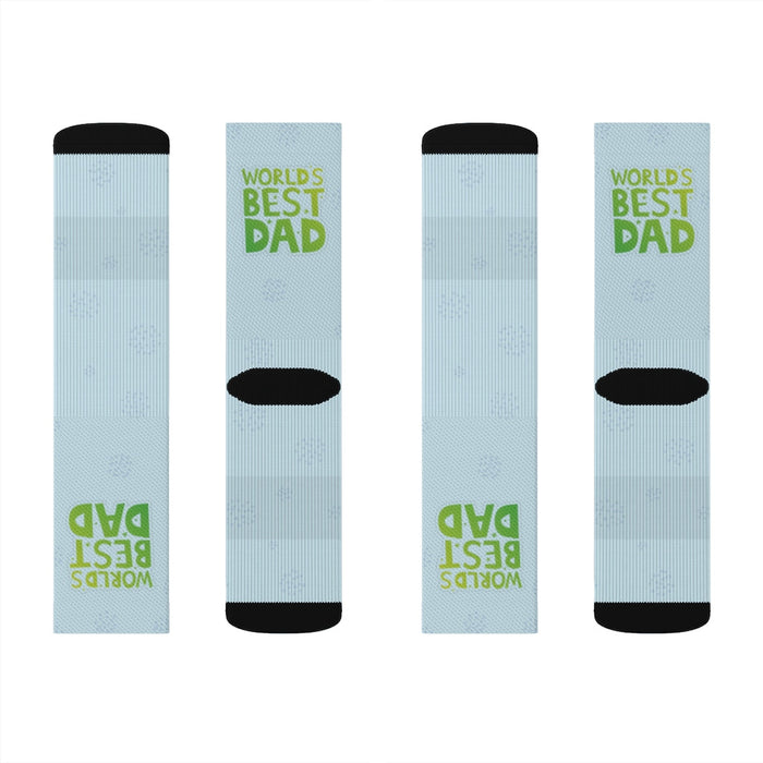 Best Dad Socks, The Ultimate Novelty Gift for Fathers: light blue, green World's Best Dad text theme, graphic text novelty st