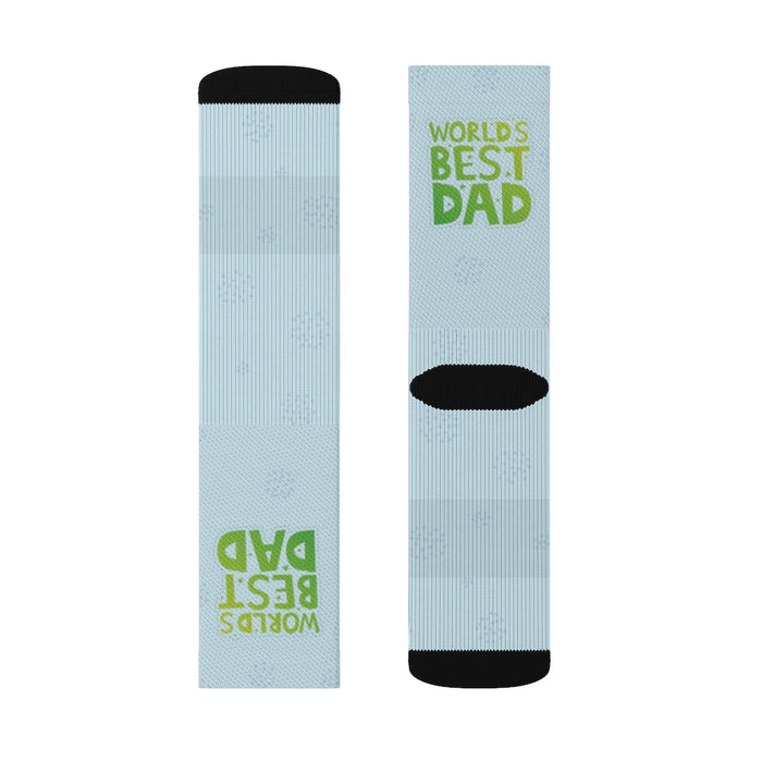 Best Dad Socks, The Ultimate Novelty Gift for Fathers: light blue, green World's Best Dad text theme, graphic text novelty st