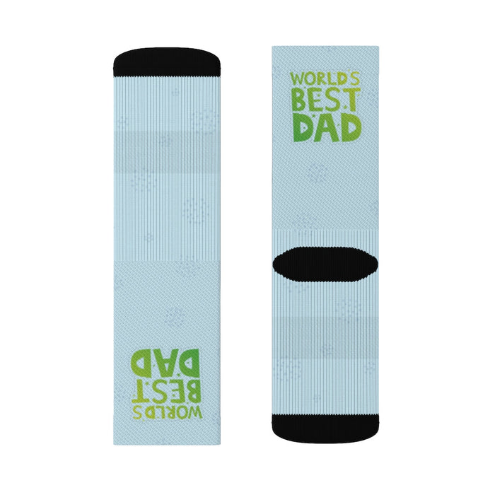 Best Dad Socks, The Ultimate Novelty Gift for Fathers: light blue, green World's Best Dad text theme, graphic text novelty st