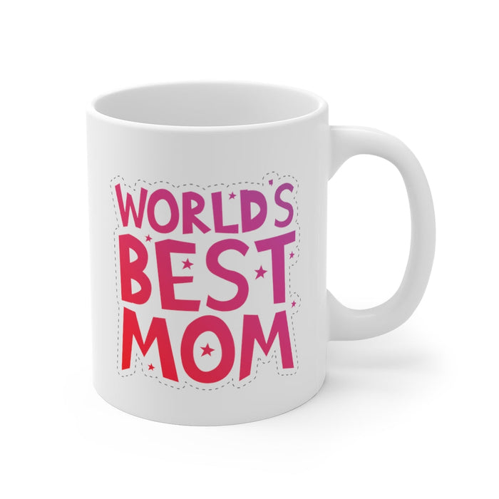 Best Mother Mug, Top Rated Mom Cup: white, pink mother-themed text, bold playful typography style
