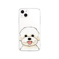 Bichon Frise Phone Case with Protection: clear, white white fluffy dog, kawaii cartoon style