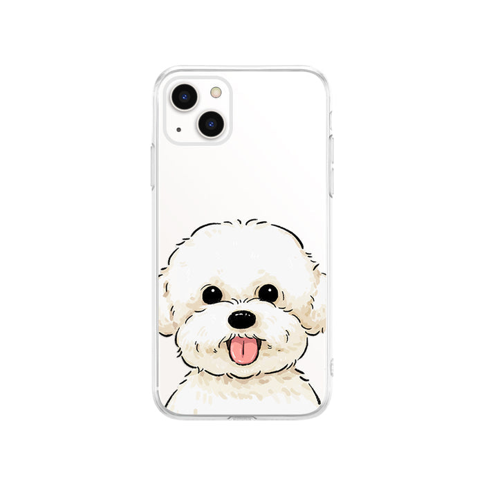 Bichon Frise Phone Case with Protection: clear, white white fluffy dog, kawaii cartoon style