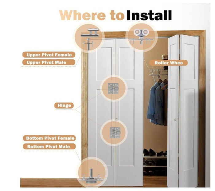 Bifold Door Hardware Kit 900mm Track Heavy Duty Folding Closet Set – 900mm-165