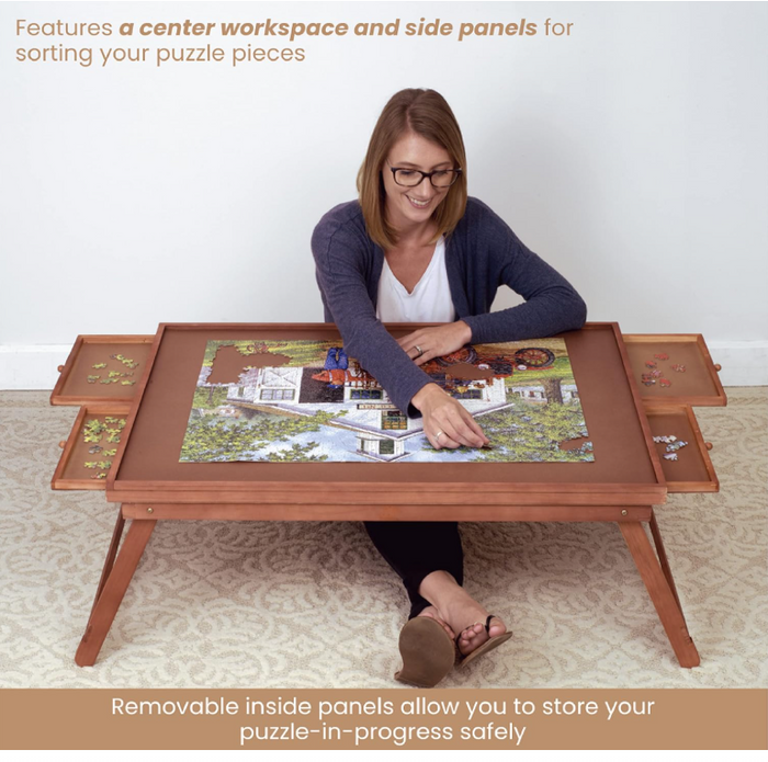 Bits and Pieces Jumbo Puzzle Wooden Plateau Lounger with Cover-Smooth Fiber-98