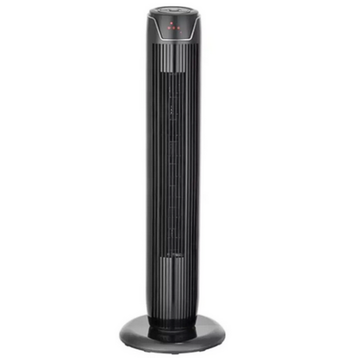 Black Desk and Tower Fan, 36" Portable: black, dark gray tower fan, minimal style