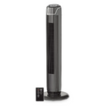 Black Desk and Tower Fan, 36" Portable: black, dark gray tower fan, minimal style