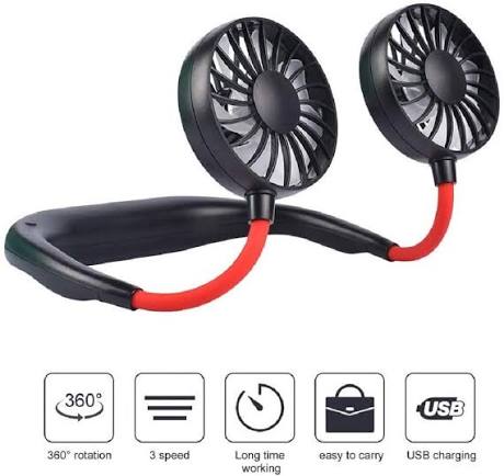 Portable sports neck fan hands free 360 degree cooling Pakistan Raza Gadgets