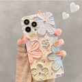 Blossom Design Case for iPhone with Nature Inspired Print: cream, pastel pink floral theme, kawaii style