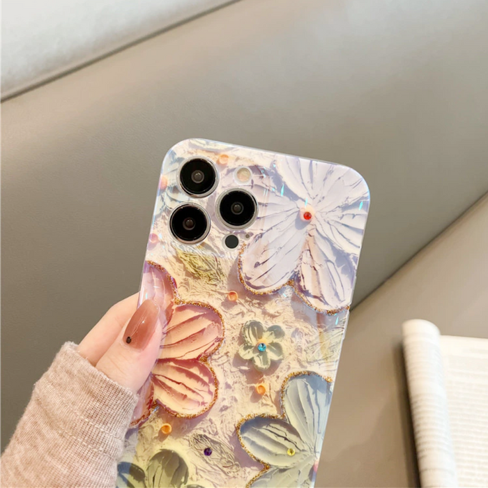 Blossom Design Case for iPhone with Nature Inspired Print: cream, pastel pink floral theme, kawaii style