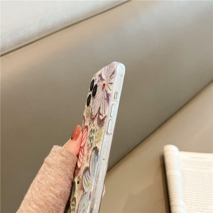 Blossom Design Case for iPhone with Nature Inspired Print: cream, pastel pink floral theme, kawaii style