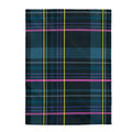 Blue Checkered Plush Throw Blanket, Available in 3 Dimensions: dark navy, teal throw blanket, modern plaid style