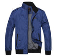 Blue Zip-Up Stand Collar Jacket for Men: royal blue, black zip-up jacket, casual sporty style