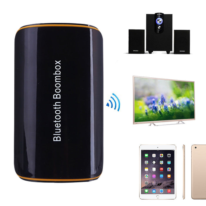 Bluetooth Speaker with Aux Adapter for Wired Headphones: black, yellow Bluetooth boombox speaker, minimal style