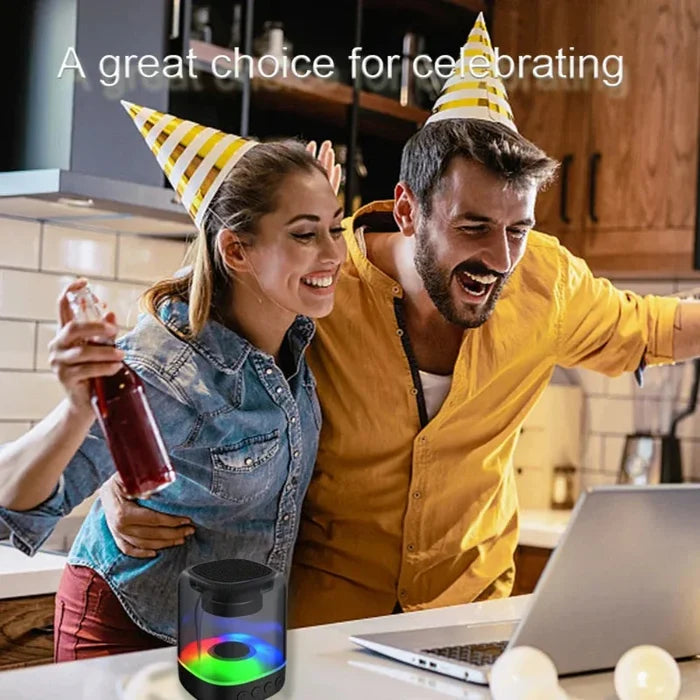 Bluetooth Speaker with Color-Changing Lights: black, dark gray portable speaker, modern minimalist style