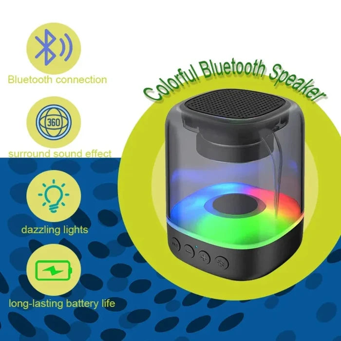Bluetooth Speaker with Color-Changing Lights: black, dark gray portable speaker, modern minimalist style