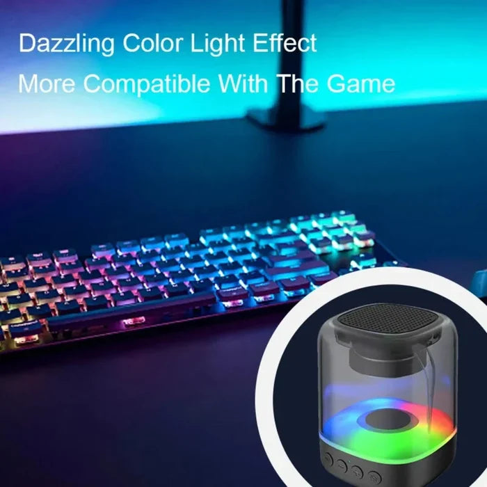 Bluetooth Speaker with Color-Changing Lights: black, dark gray portable speaker, modern minimalist style
