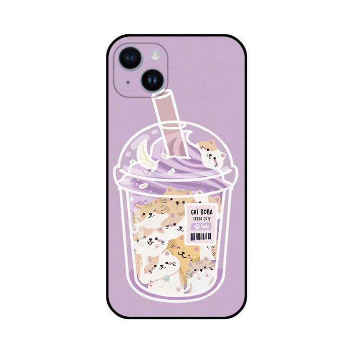 Boba Animal Phone Cases with Customizable Cutouts: light green, white Shiba Inu dogs in a drink cup illustration, kawaii cart