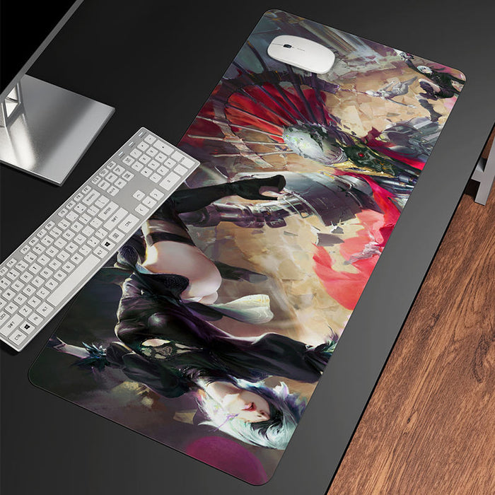 BonBonGoods Gaming Mouse Pad: Ultimate Gaming Experience: dark blue, black anime-style female character, anime, futuristic cy