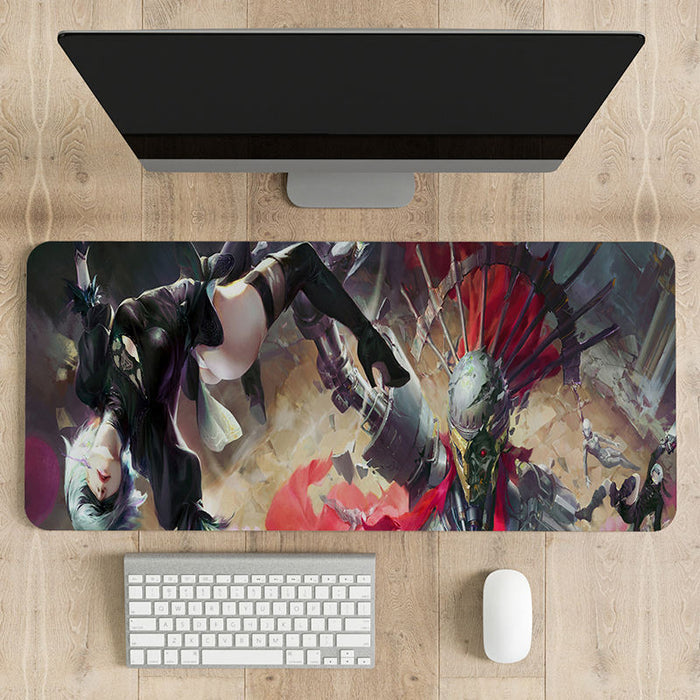 BonBonGoods Gaming Mouse Pad: Ultimate Gaming Experience: dark blue, black anime-style female character, anime, futuristic cy