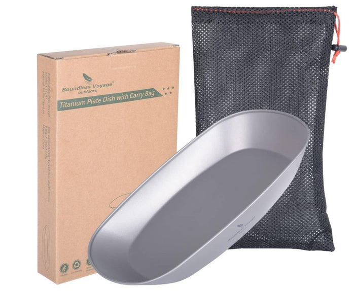 Boundless Voyage Titanium Camping Plate Ultralight Dish with Carry Bag Salad